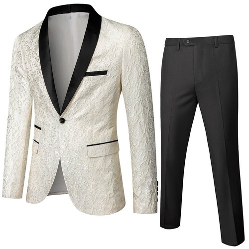Men Suit Peak Single-Breasted Classic Tuxedo Wedding Business Dinner Feast - Picture 5 of 21