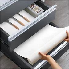 Shelf Drawer Liner 12"x10' No Slip No Adhesive Waterproof Washable White NEW