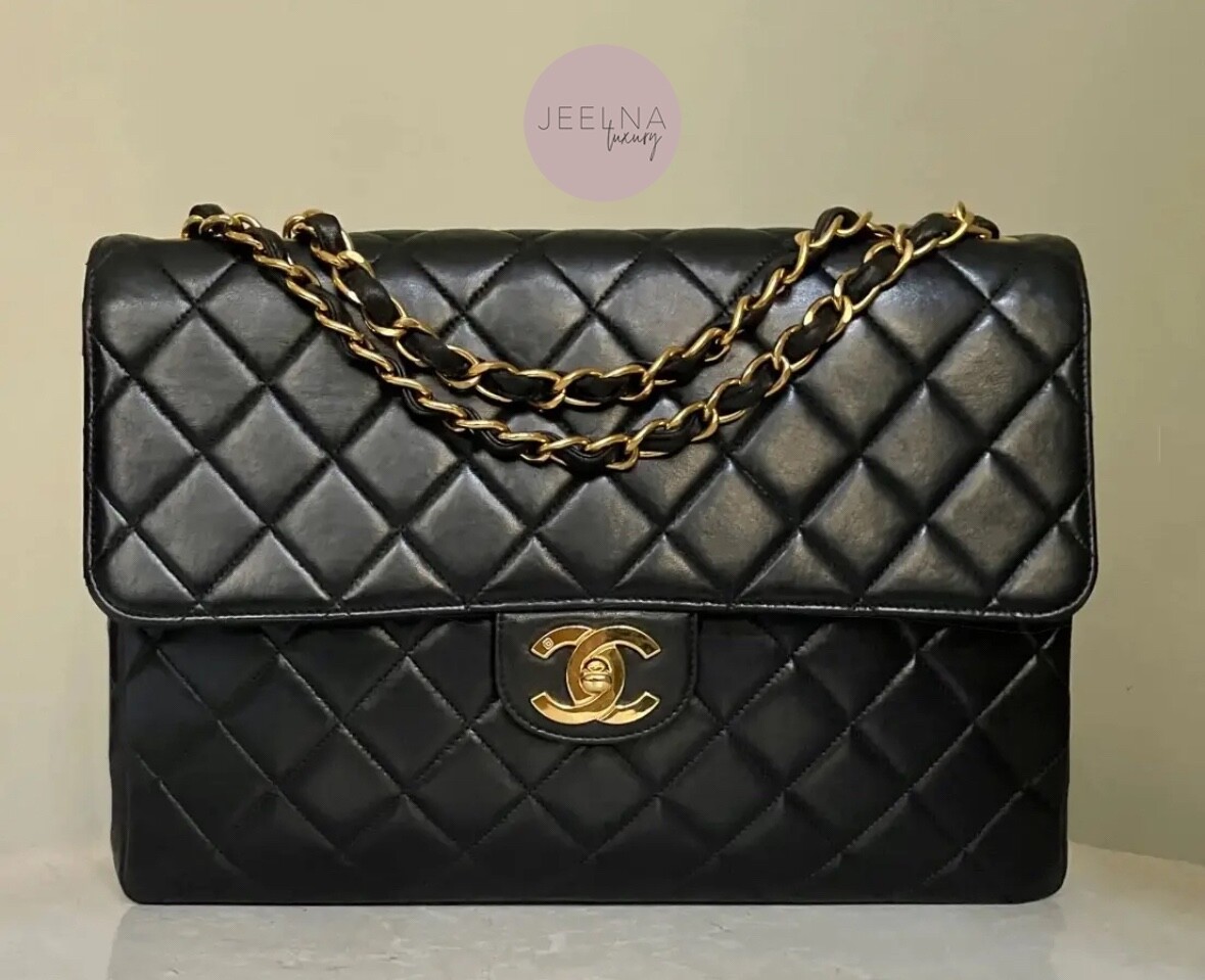CHANEL Vintage Black Classic Large Jumbo Single Flap Bag CHANEL Vintage Black Classic Large Jumbo Single Flap Bag