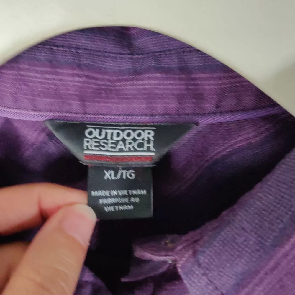 outdoor-research wool pilchuck stripe button hiking performance shirt