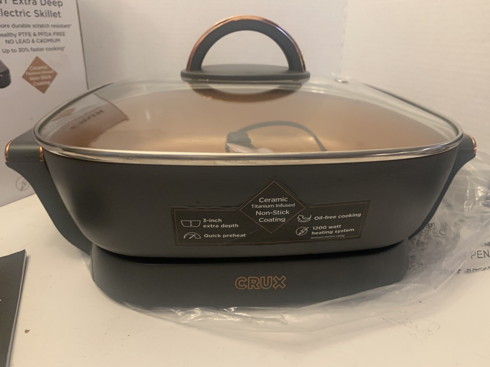 Crux (14620) 12"x12" Extra Deep Electric Skillet for sale online eBay