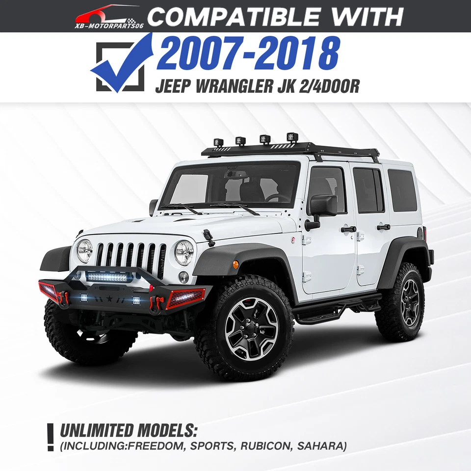 Windshield Frame Cover Mad Max Roof W/ LED Lights For 2007-2018 Jeep Wrangler JK Foto 2 de 4