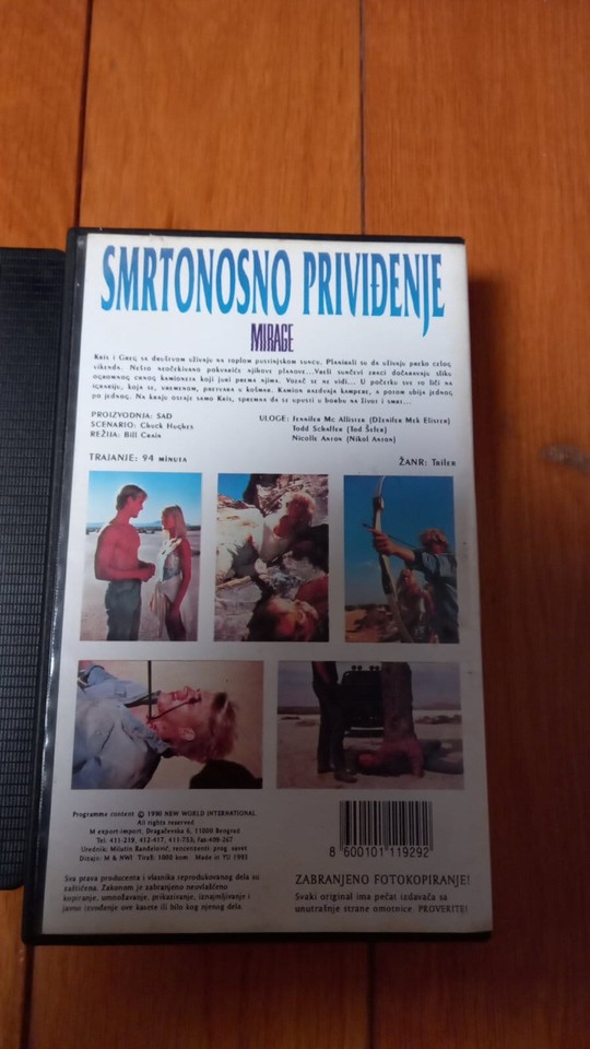 Mirage VHS Tape Ex Rental 1990 RARE Slasher Horror Thriller Action R18