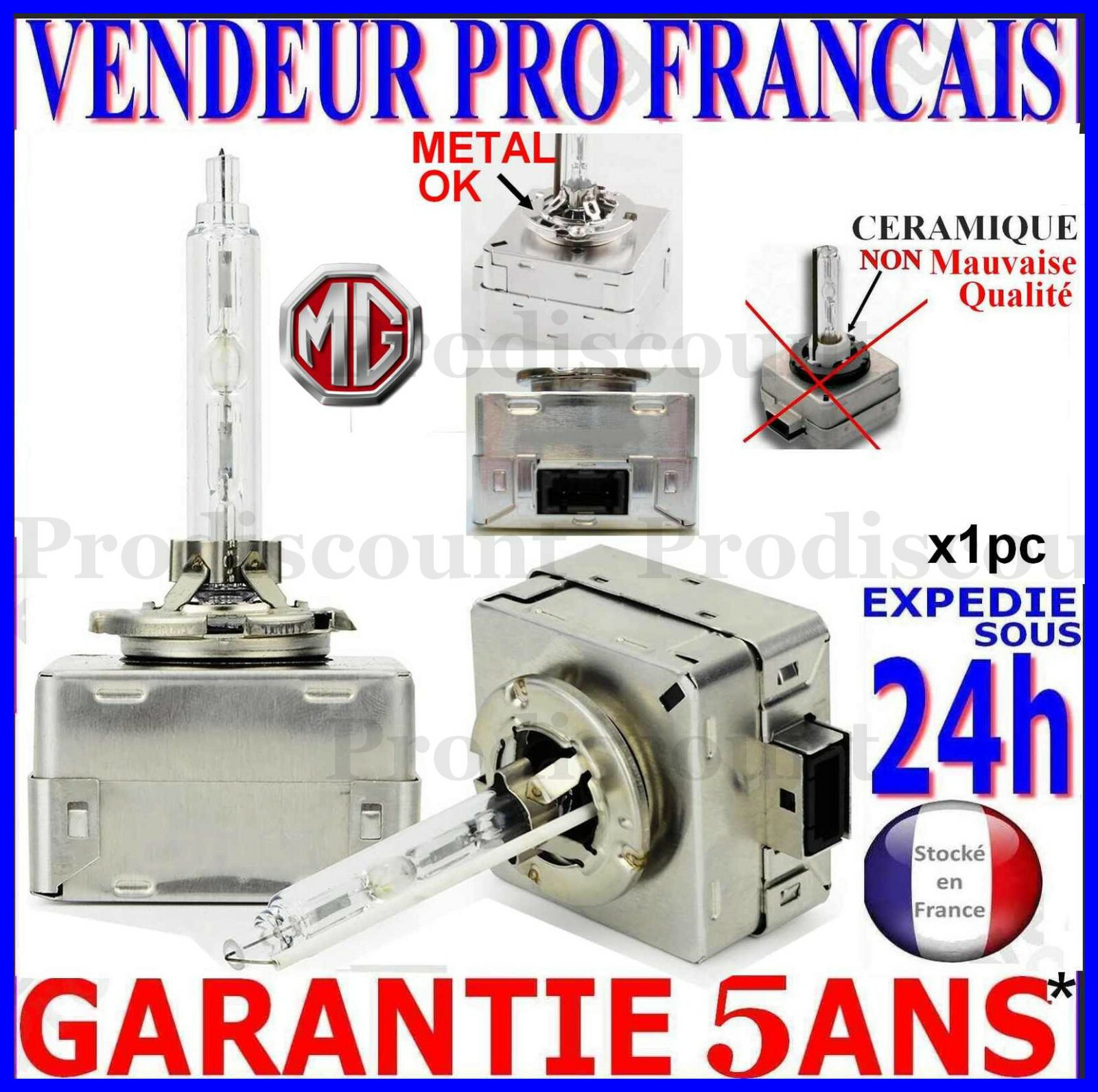 Ampoule D3S xénon 4300K anti-brouillard haute pénétration pour feux MG