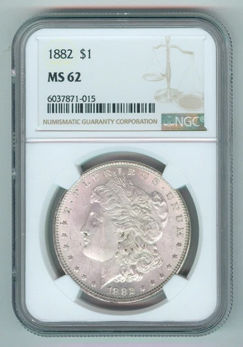 1882-P U.S. MORGAN SILVER DOLLAR - KM#110 - NGC SLABBED - MS62