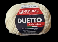gomitolo lana mondial duetto col. panna 50 gr 50% lana vergine 50% cotone egizio