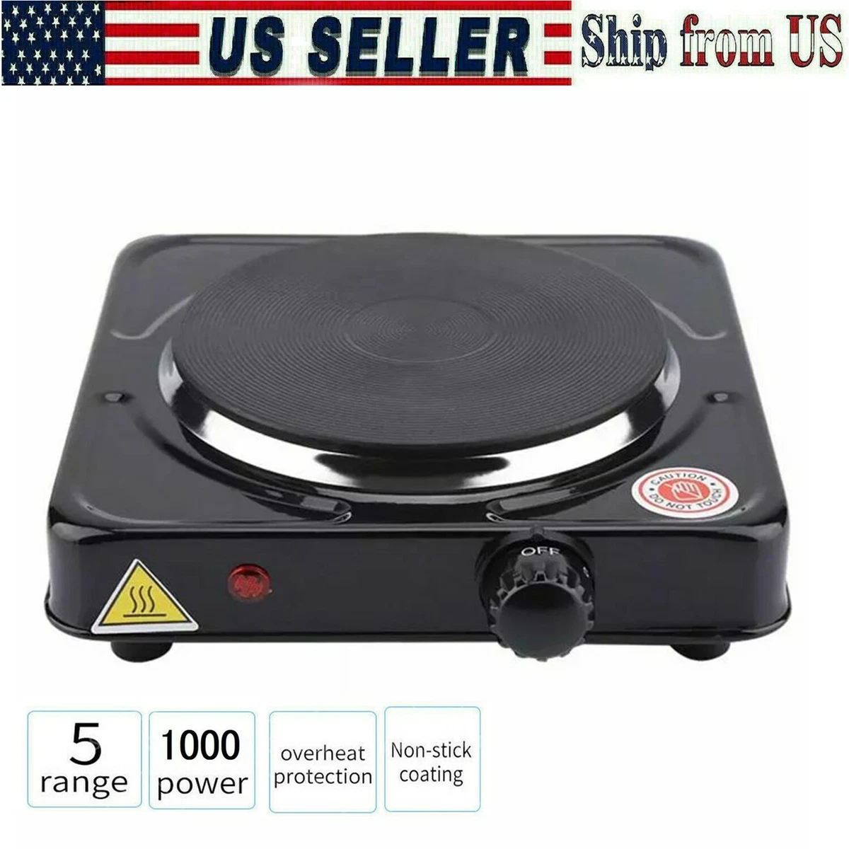 Hot Plate Portable Electric Stove 1000W Single Burner Adjustable  Temperature US | eBay