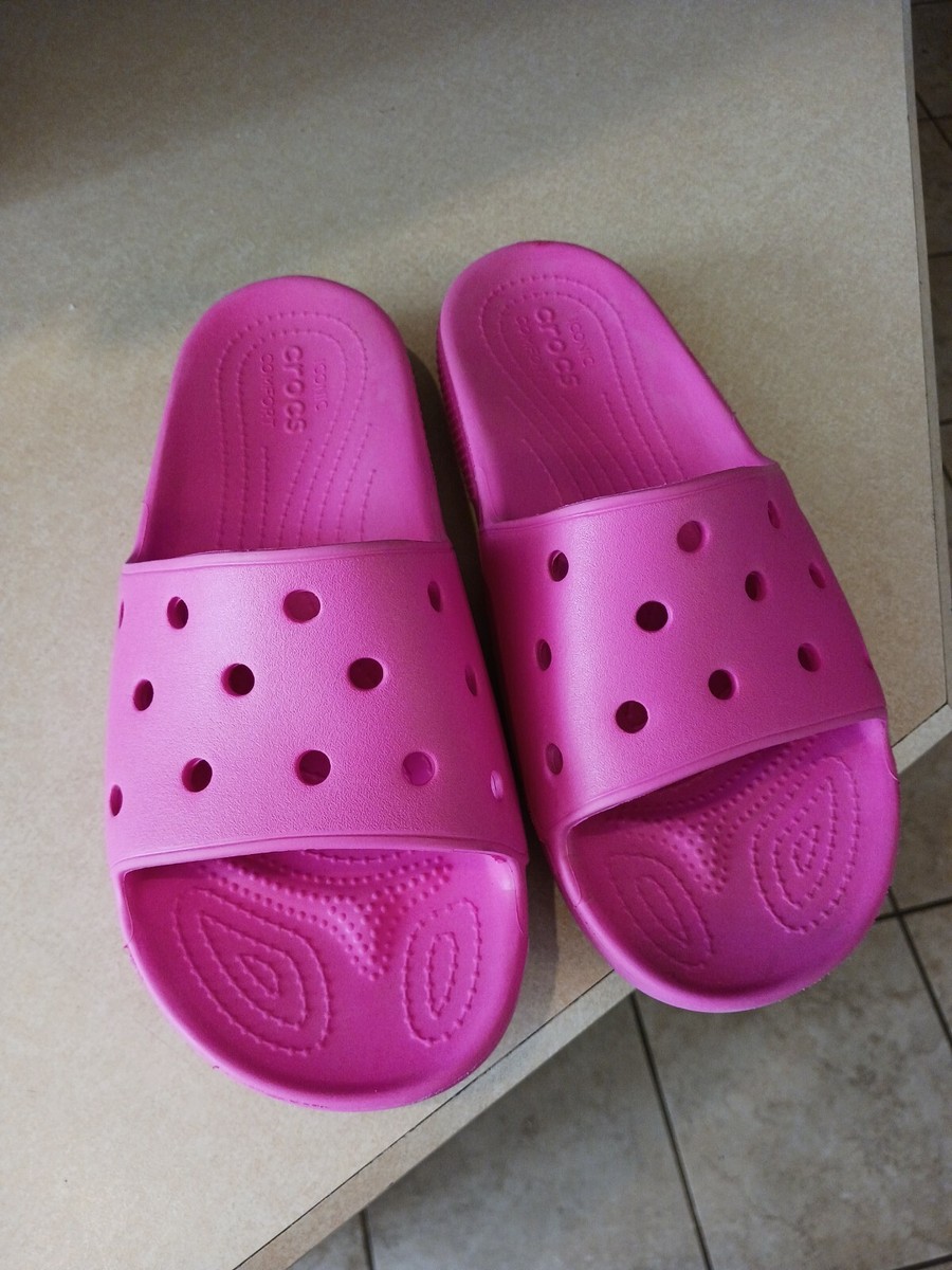 NWT Classic CROCS Slides Sandals Electric Pink M 9 W 11 with Jibbitz Charms Crocs Classic Slide Sandal - Samsclub.com main image 2