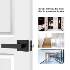 Matt Black Door Lever Privacy Passage Dummy Handle Interior Square Knobs Keyless