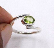 Green Peridot 925 Sterling Silver Statement Handmade Women Ring, All Size M382