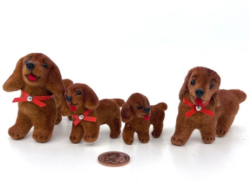 Wagner Kunstlerschutz Dachshund Dog 1990s Family of 4 Flocked 1in 2in Labels Vtg - Picture 2 of 7