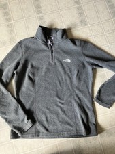 The North Face Women's Sz Medium 1/4 Zip Fleece Fitted Pullover Gray