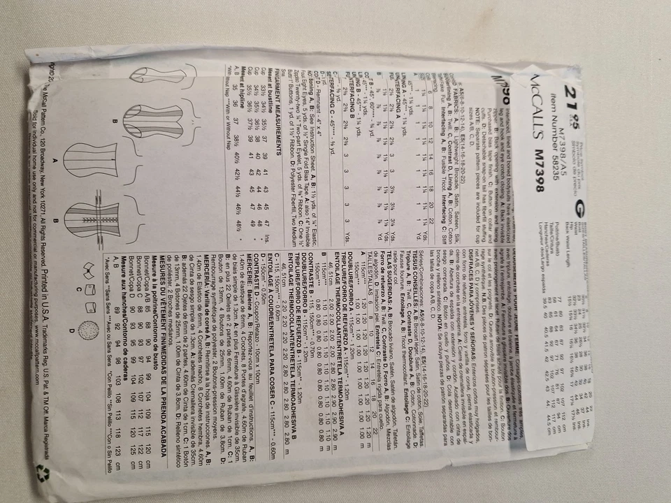 COSTUME SEWING PATTERN McCalls 7398 6-14 Womens Bodysuit Cosplay Yaya Uncut - image 3 of 4