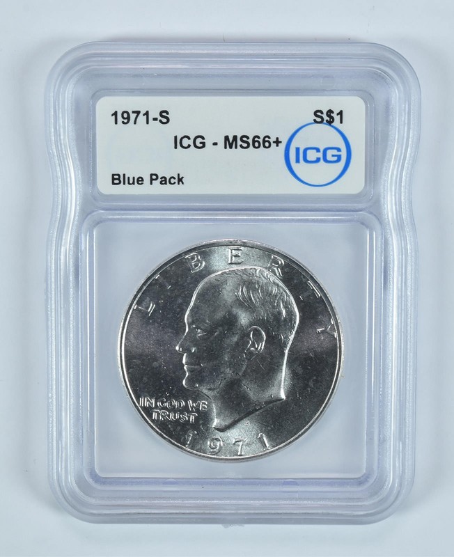1971-S Eisenhower Silver Dollar Blue Pack MS66+ ICG *3750