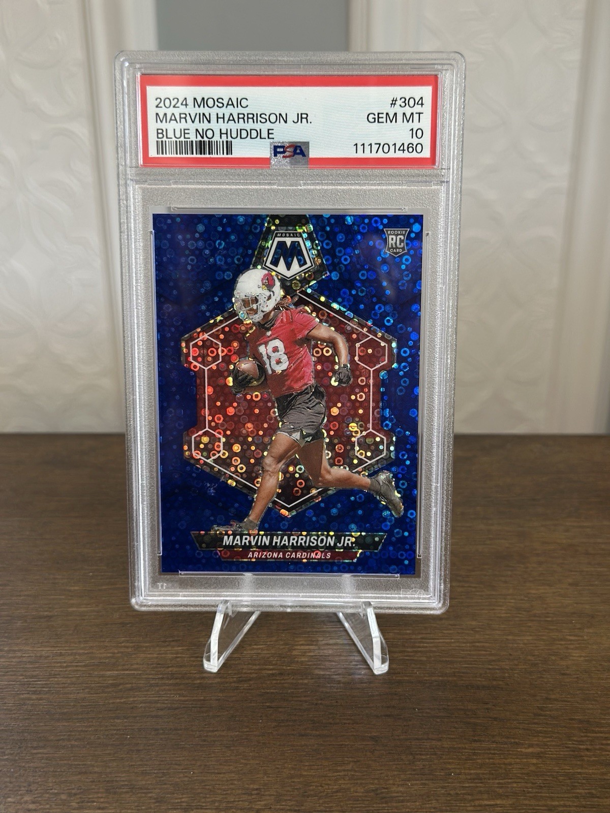 2024 Panini Mosaic Blue No Huddle Marvin Harrison Jr. #304 (RC) 55/75 PSA 10