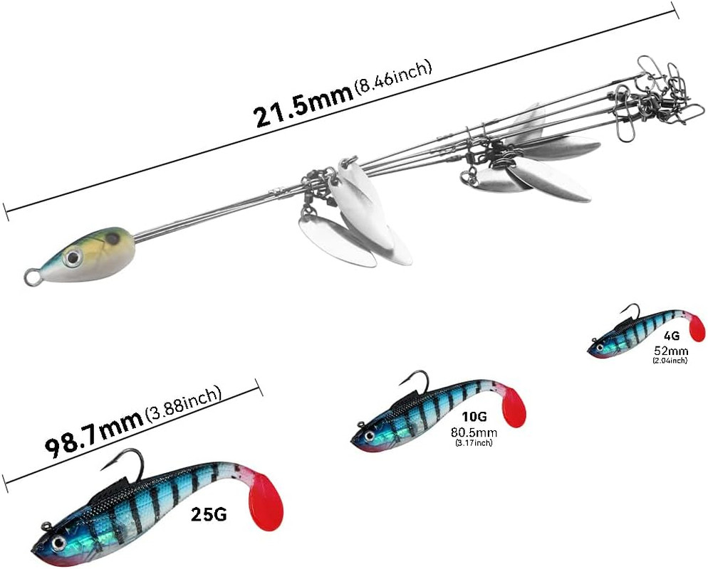 Umbrella Fishing Rig 5 Arms Alabama Rig Kit with Weedness Bait Lure Jigs Boat... - Image 5