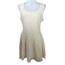 American Eagle Outfitters Dress Womens 12 Cream Lace Sleeveless Fit & Flare