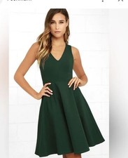 Lulus A-line short womens Large  dress sleeveless green stretch vneck Sleeveless