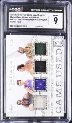 2025 Leaf In The Game #GQ-11 Iverson/Stockton/Nash/Payton Glitter Holo CGC 9