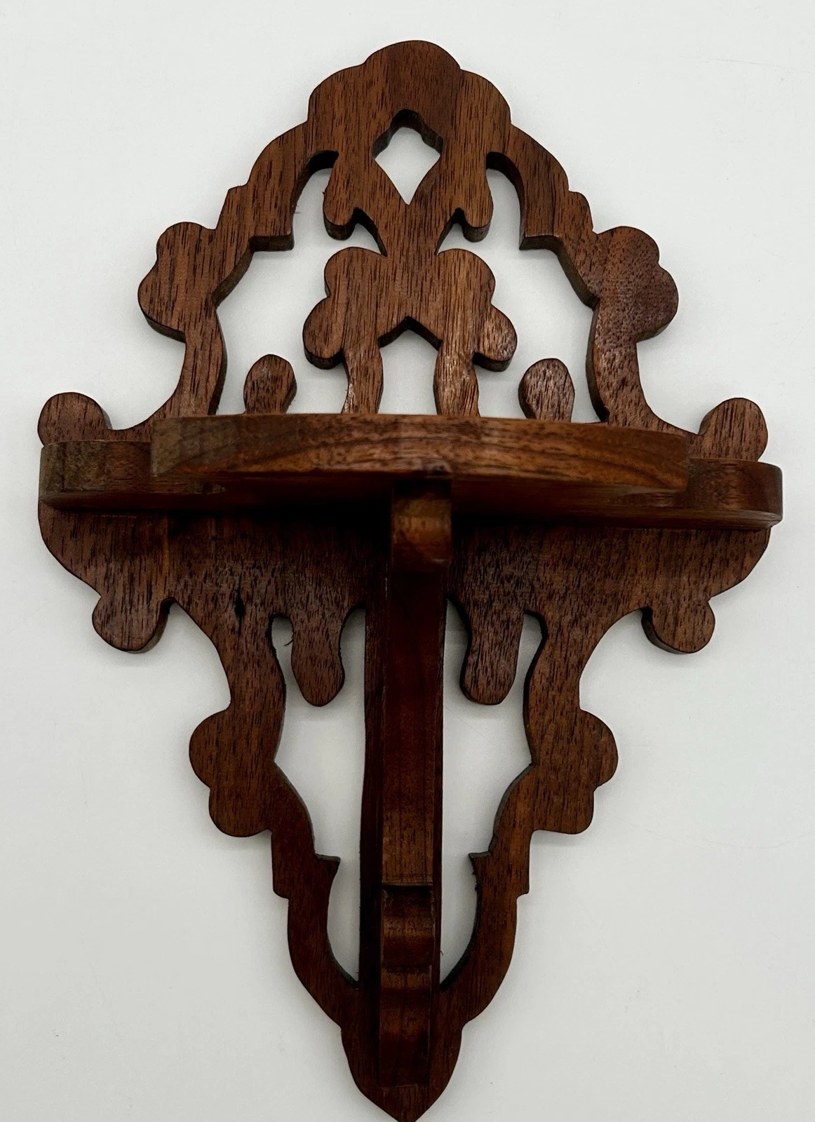 Vintage Mahogany Wood Wall Shelf Fretwork Cutout Victorian