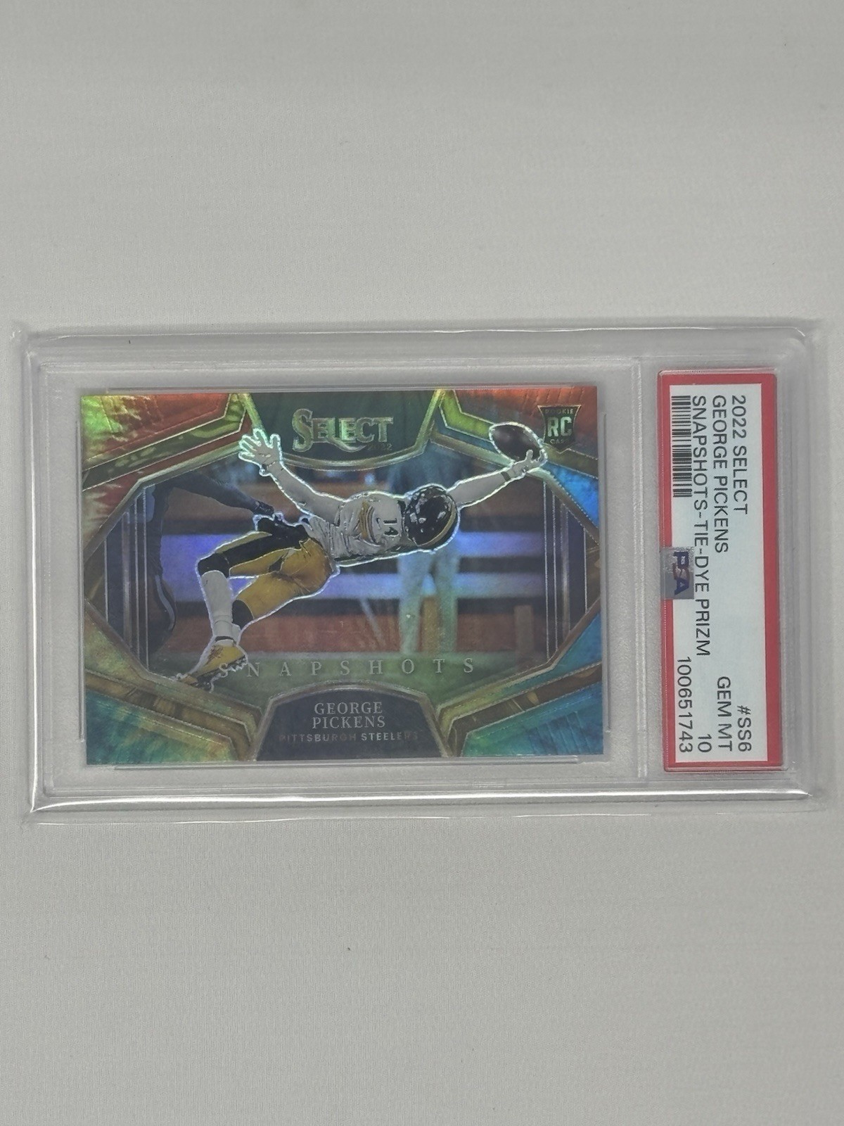 2022 Panini Select - Snapshots George Pickens #SS-6 Tie-Dye Prizm /25 PSA 10