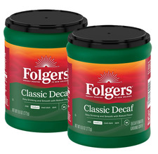 (2 Pack) Folgers Decaf Coffee Ground Coffee Classic Medium Roast 9.6 oz Canister 11.24 per pound