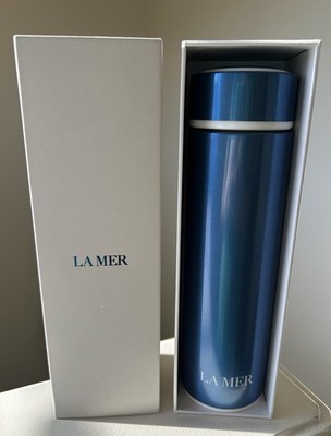 La Mer VIP Gift Stainless Water Bottle Vaccum Mug with Tea Infuser 16 oz blue