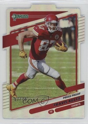 2021 Panini Donruss Press Proof Silver Die-Cut 57/75 Travis Kelce #118 17gb