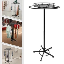 Black FloorStanding Round Garment Rack Adjustable Clothing Floor Shelf Rotatable