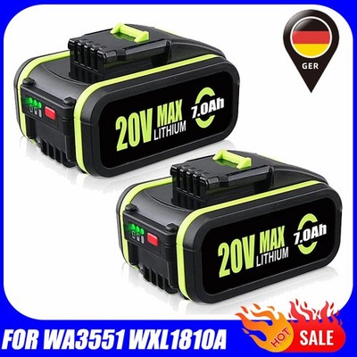 2 Stück Akku für Worx 20 V MAX 7,0Ah Akku WA3551.1, WA3572, WA3553, WX390, WX176