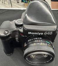 Mamiya 645 Pro TL Camera Body - 80mm F, 2.8N AE Prism 120 Film Back Grip MINT