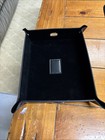 BLACK LEATHER CHANGE/VALET TRAY HAS BLACK FELT LINING WITH SNAP ON EDGES. — photo 4
