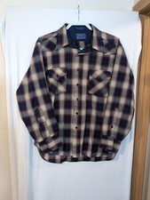 Vintage 70s 80s Pendleton Pure 100 Virgin Wool Made In USA Flannel L Plaid