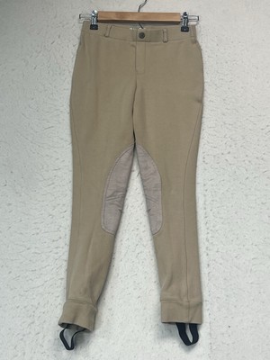 Tuff Rider Girls 12 Tan Equestrian Pull On Riding Breeches Stain Legs