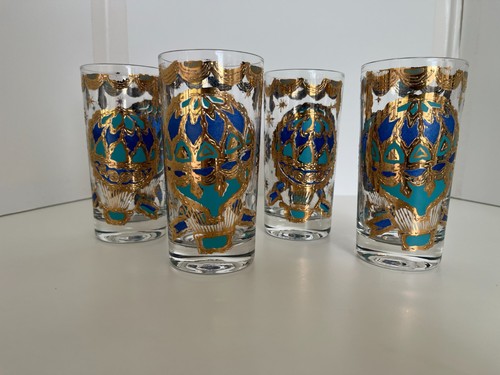 Set of 4 Georges Briard 22k gold Hot Air Balloon high ball glasses/Vintage Rare - Picture 15 of 17