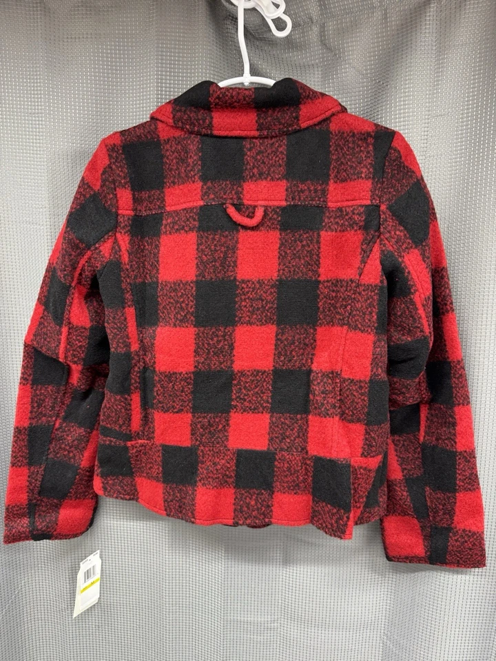 Jolt Women's Checkered Print Trucker Jacket - Red Black - Medium - New - Image 2 of 4