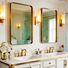 USHOWER 2 Pack Gold Bathroom Mirrors 24x36, Brushed Gold Rectangle Mirror for Ov