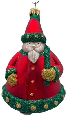 Patricia Breen Santa Delivers Gold Dotted Green Red Christmas Tree Ornament NM