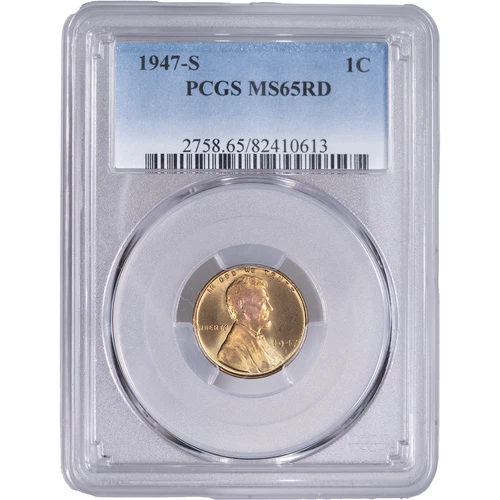1947 S 1c Lincoln Wheat Cent ~ PCGS MS 65 RD