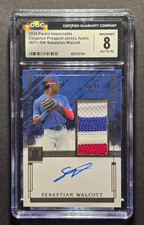 2024 PANINI IMPECCABLE SEBASTIAN WALCOTT RC AUTO RELIC PATCH 79/99 CGC 8 NM/MINT