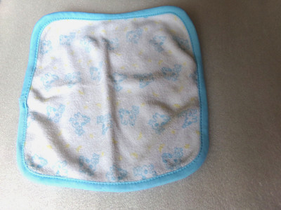Baby Wash Cloth Newborn Small Delicate 8x8'' Blue Cow Jumped Over the Moon NB