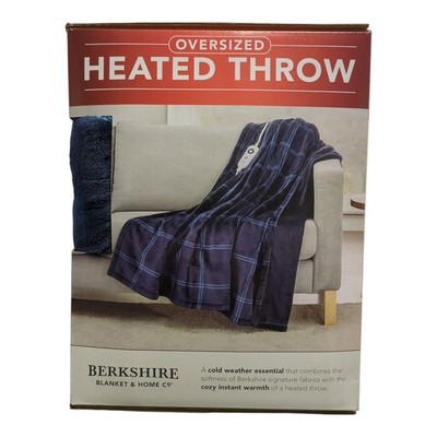 Berkshire Oversized Heated Throw with Auto Shut Off, 60''x70'', Navy