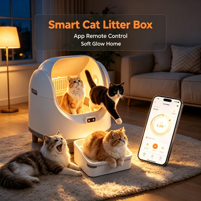 Self Cleaning Litter Box for Multiple Cats, Automatic Cat Litter Box App Control