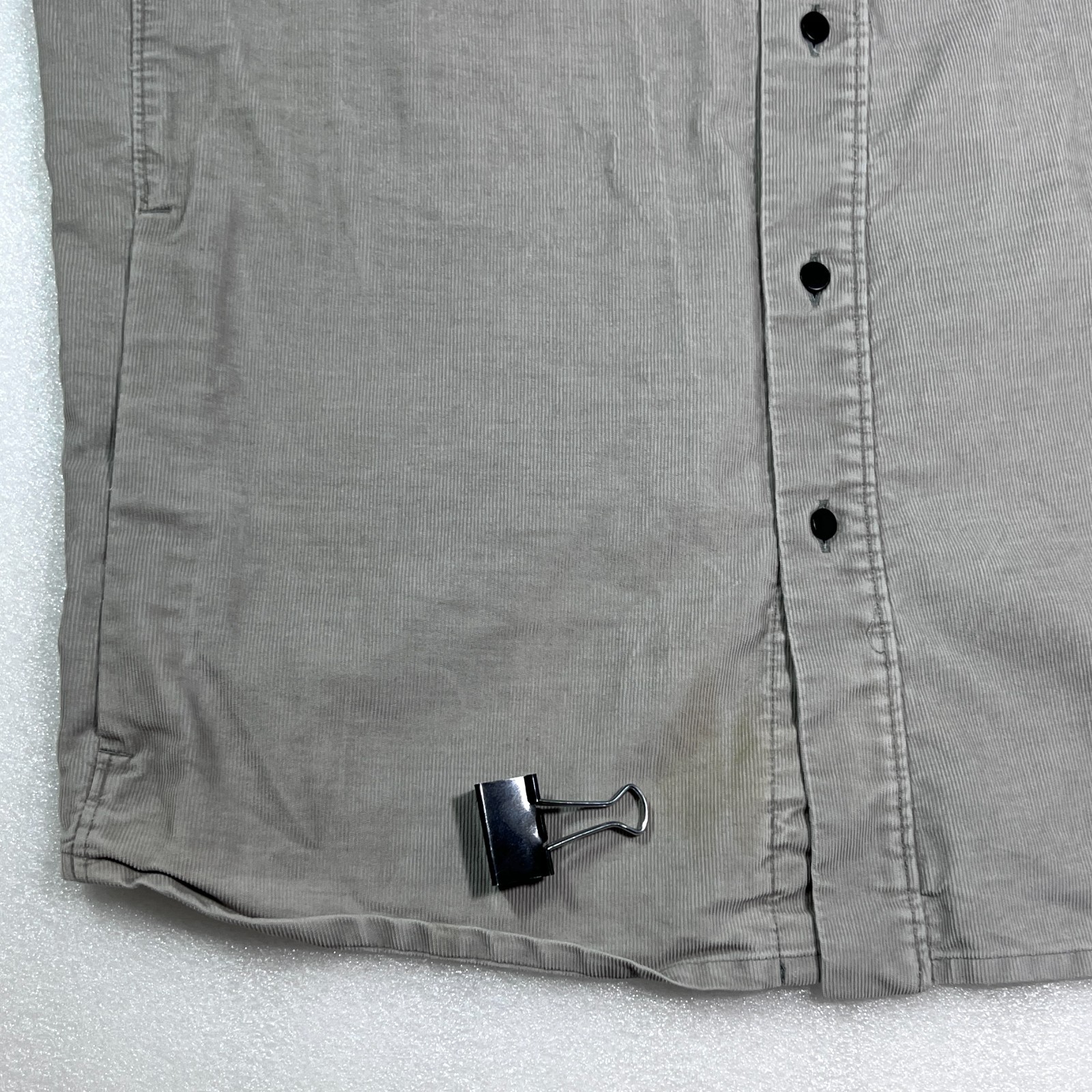 ARC'TERYX Men's Large Button Shirt Jacket Gray Merlon Corduroy Pockets Stained thumbnail 5