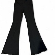 No Boundaries SMALL Rib Knit Flare Lettuce Hem Leggings Pants Black NWOT