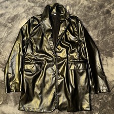Black Pleather Blazer Jacket - Size Large - B...