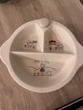 Vtg Excello Little Bo Peep Divided Baby Warming Dish / stopper 1940s, Nostalgic.