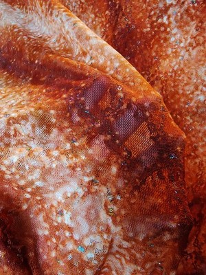  Metallic patina  glitter  Mesh net Elastic lace Gradient Orange  Baroque Fusion