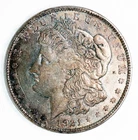 Circulated 1921 Philadelphia Mint Silver Morgan Dollar Dual Sided Toning $1 Coin