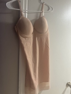Women s Beige Shapewear Slip One Piece Solid Adjustable Straps Body Waist